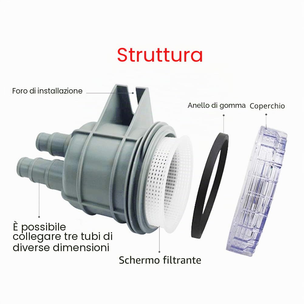 KIMISS Filtro di acqua di mare, ABS 4.3in presa di acqua di mare filtro filtro motore proteggere il motore di raffreddamento per 1/2in 5/8in 3/4in tubo flessibile