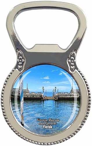 Miami Florida USA Abridor de botellas con imán para nevera, recuerdo turístico, colección de regalo, etiqueta engomada magnética para refrigerador