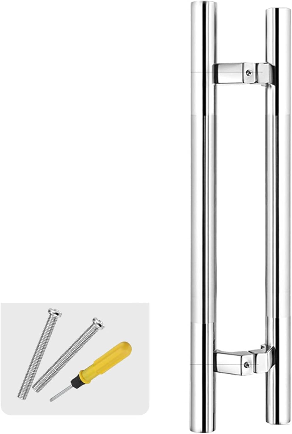 DFGHNBVC Stylish Pink Stainless Steel H Shape Sliding Barn Door Handle 120Cm/47Inch 80Cm Exterior Push/Pull Bar With Fittings,Silver-60Cm/24Inch