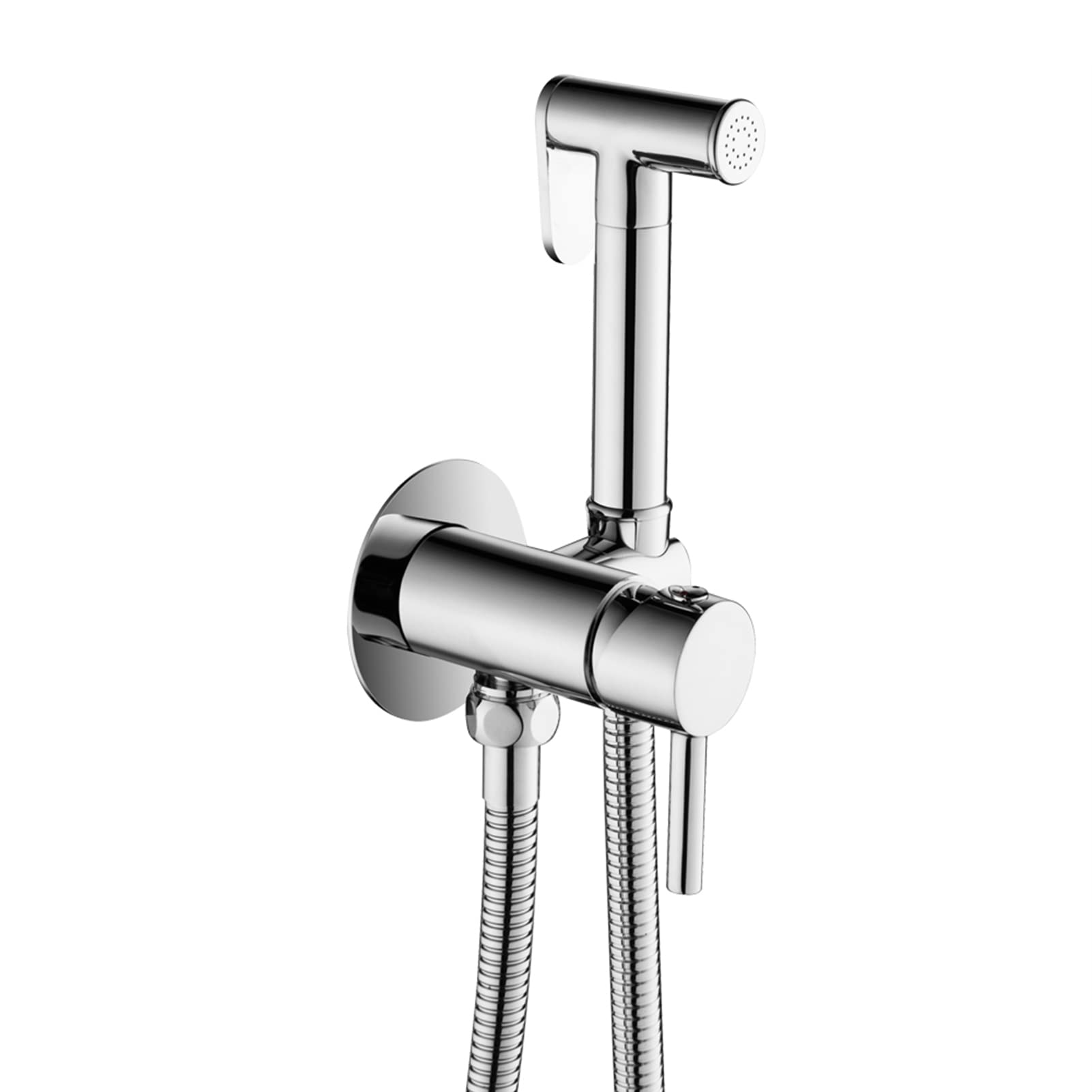 Przenośny bidet prysznic toaletowy, bateria ścienna z ciepłą i zimną wodą oraz zmywalne zestawy pieluch, chromowane wykończenie