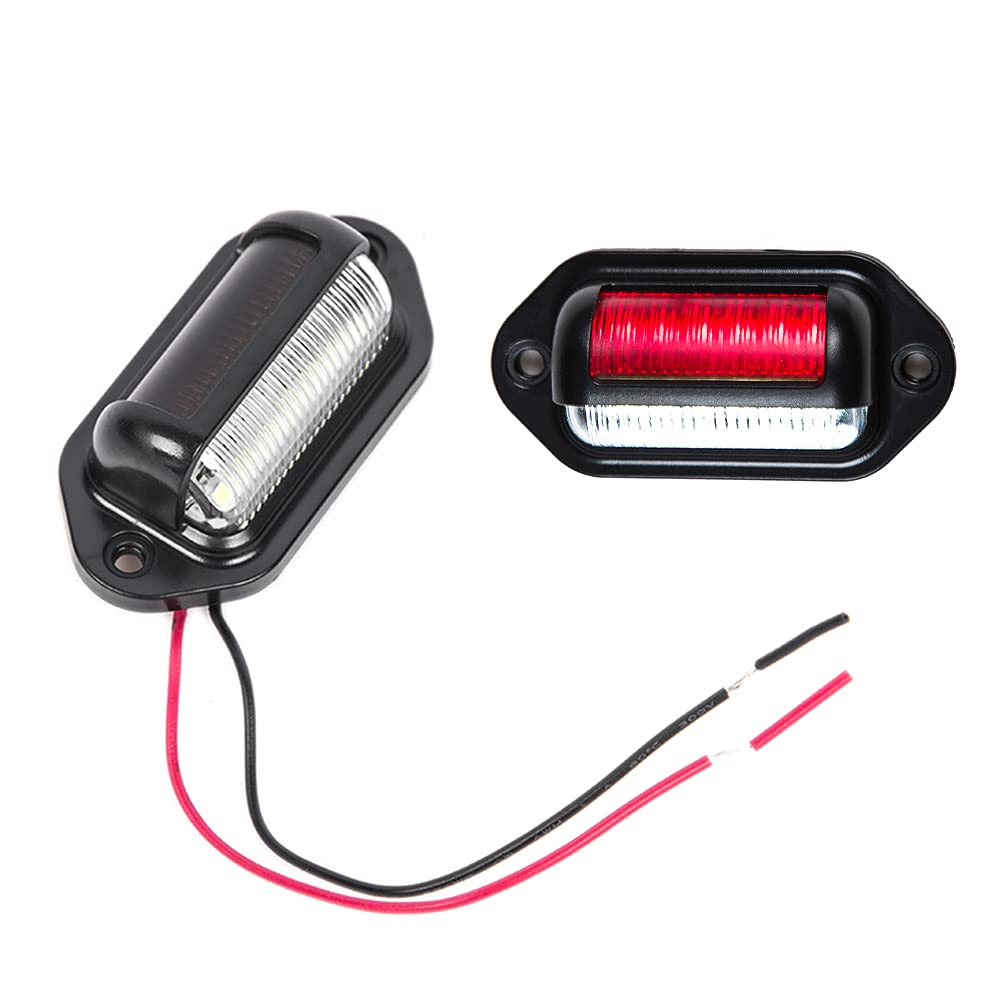 OTnhaee 12V-24V Waterproof 12SMD LED License Plate Lamp for Car Van Bus Trailer Truck SUV RV Boats White+Red LED Light General Exterior Light External Light