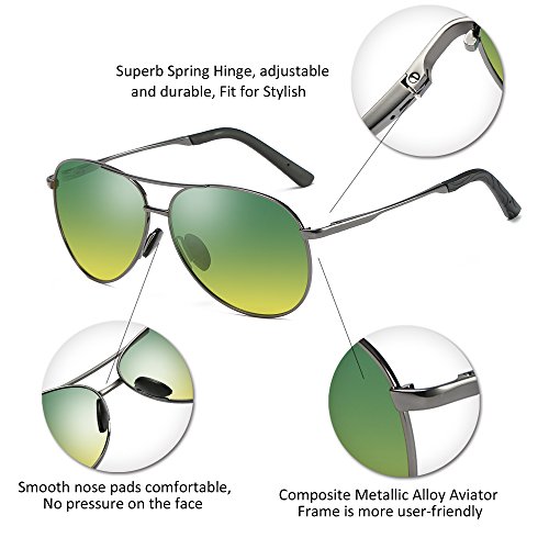 FEISEDY Night Driving Glasses Night Vision Aviator Anti Glare Eyewear for Men Women B22944