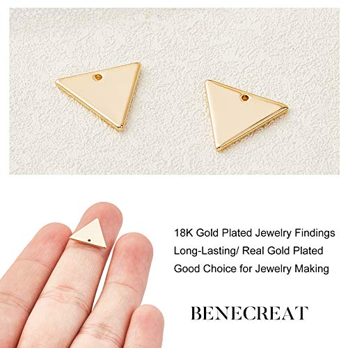 BENECREAT 30 Packs 18K Gold Plated Brass Triangle Charms Pendants for DIY Necklace Bracelet Earring Jewelry Making Crafts, 14x12mm - Image 3