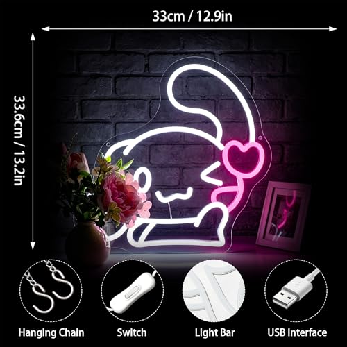Image of Neon Sign, FPLL Cute Neon Signs for Wall Decor White LED Signs for Bedroom, Game Room, Home Decor - Light up Sign USB Powered