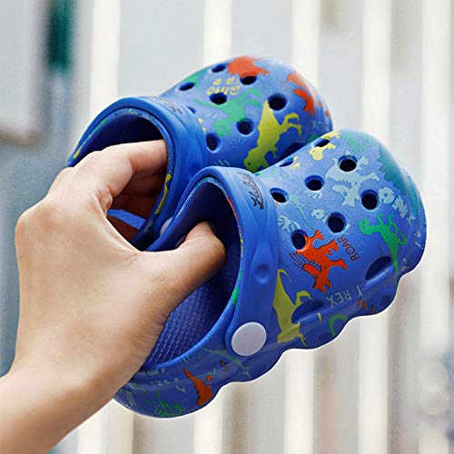 Yuktopa Toddler Boys Girls Dinosaur Graphics Garden Shoes Kids Clogs Shoes Slides Slippers Pool Beach Sandals Royal Blue 14 #TOP3