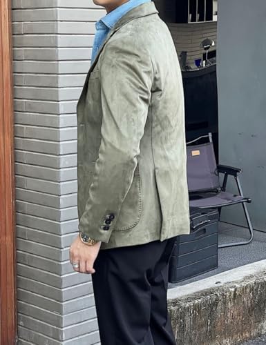 Men's Suede Single Breasted Blazer Sport Coat Notch Lapel Casual Business Jacket4