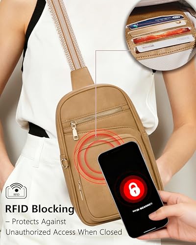 Image of Sling Bag for Women,Anti Theft Crossbody Bag,RFID Travel Purse | Vegan Leather Crossbody Purse,Multi Pocket Organizer,RFID Sling Bag,Hidden Rear Pocket,Adjustable Strap,Travel Bag