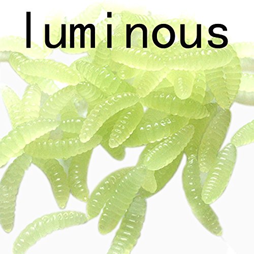 Pacote de 20 Iscas Artificiais Larva Verme Minhoca Infalível Cor Amarelo Inseto Pesca Esportiva Comp