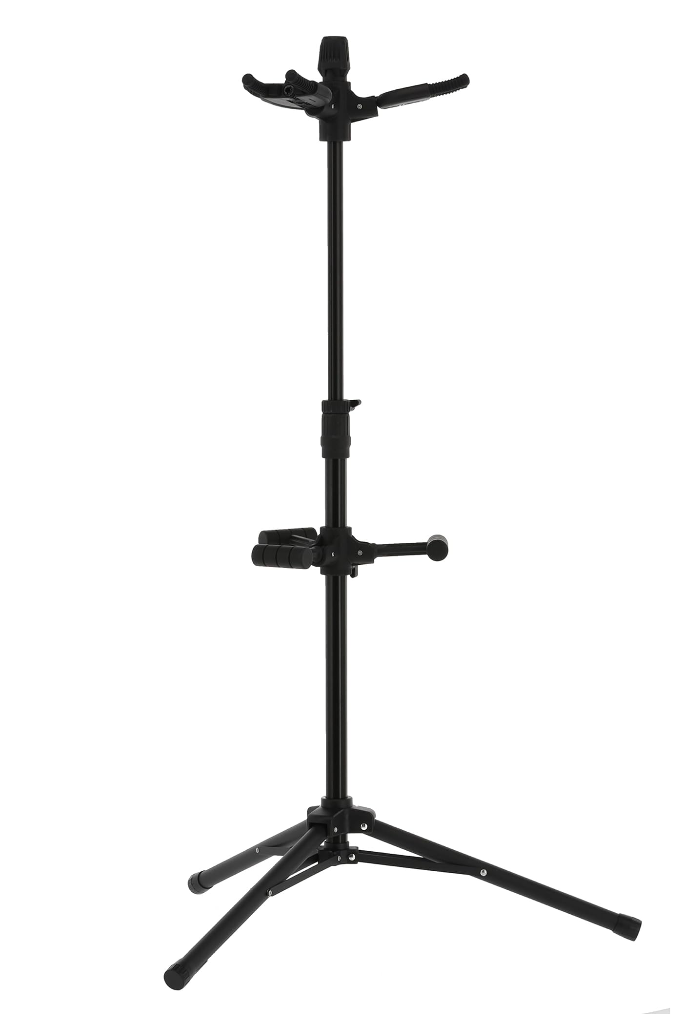 GEWA Gitarrenständer TripleGrip - Für bis zu 3 Akustikgitarren, E-Gitarren und Bässe - Rutschhemmend - Höhe 76-119 cm - Schonende Polster - Zusammenlegbar -schwarz GS-83B