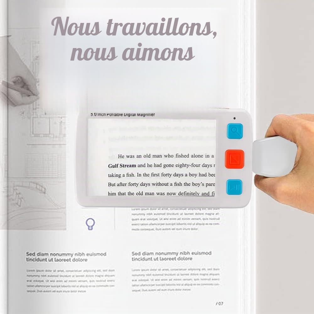 Loupe numérique Portable, Aide à la Lecture électronique, Zoom 4X-32X, poignée Pliable pour écran LCD de 5 Pouces pour Les Groupes malvoyants (Blanc)
