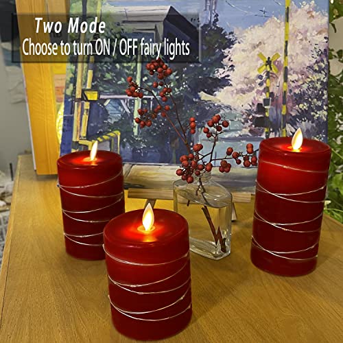 Fanzir Red Flameless Candles with String Lights Battery Operated LED