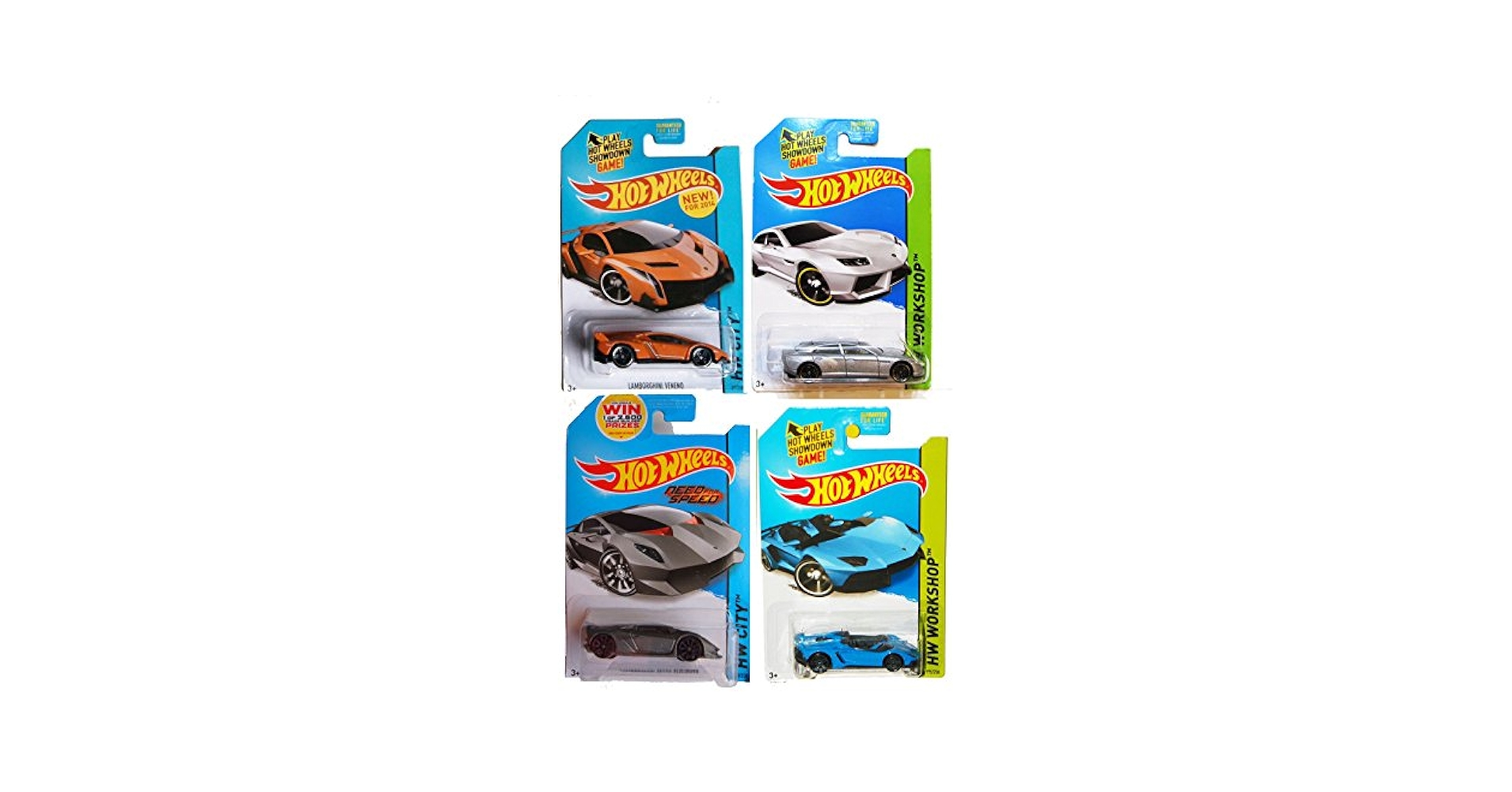 Hot Wheels 6台セット Lamborghini Benz amg Hot Wheels Lamborghini 4-Car Set: Orange Veneno, Silver