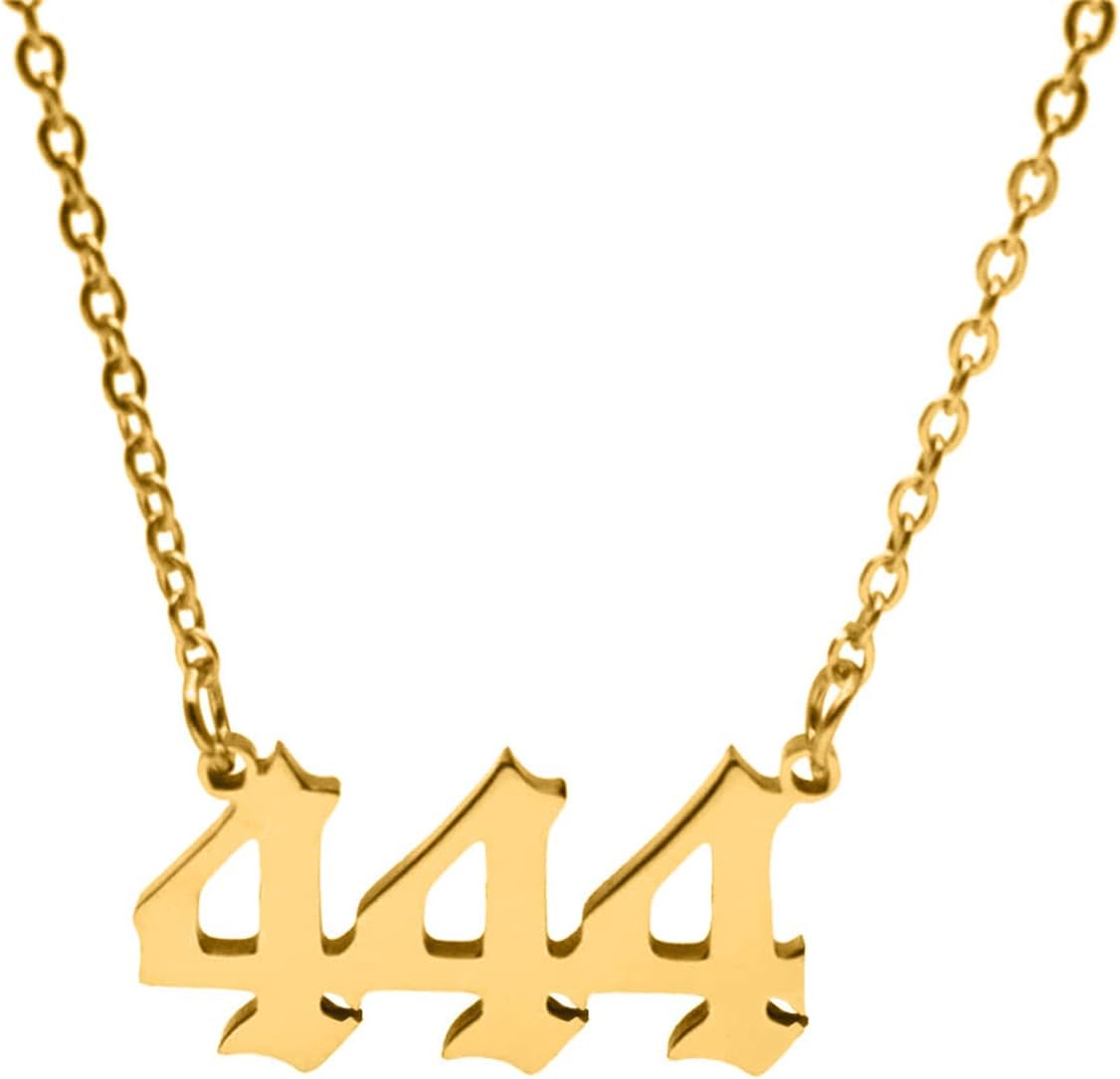 18K Gold Plated Dainty 444 Necklace for Women,Angel Number Necklace 444 Choker Necklace Lucky Number Necklace Custom Y2K Gifts for Women