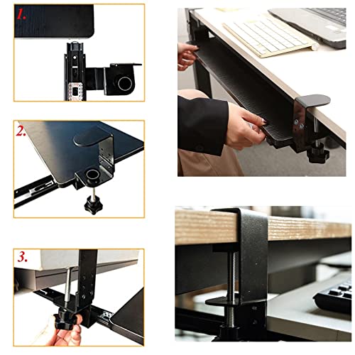 Étagère d'angle extensible avec plateau de clavier en bois pivotant noyer - 5