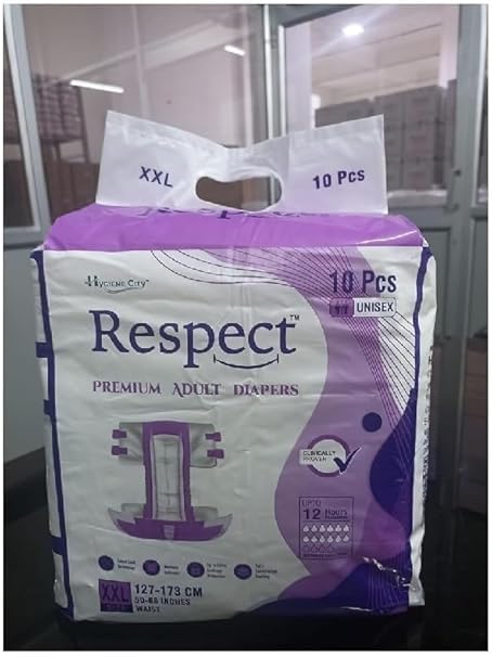 Respect Premium Adult Diaper, XXLarge 127-173 Cm (50"- 65"), 10 Count, Unisex, Leakproof, Elastic Waist, Wetness Indicator, 1 Pack of 10 Pcs-picture-12