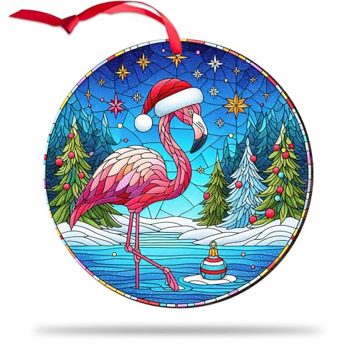 CEZII Adornos de Navidad de flamenco rosa 2024, regalos de flamenco para mujeres, hombres, parejas, profesores, niños, regalos de recuerdo de flamenco para los amantes de los pájaros de flamenco,