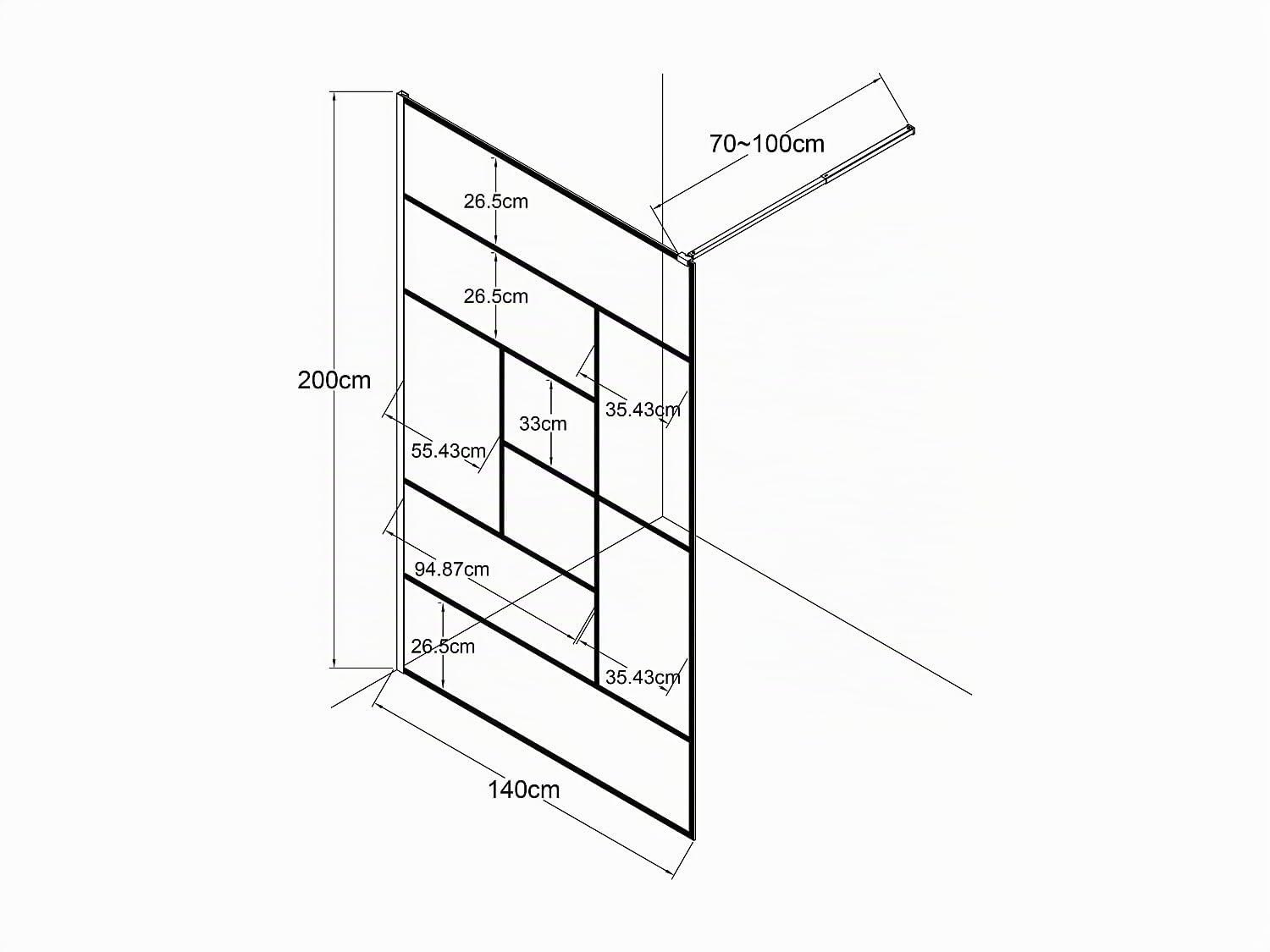 Vente-unique - Paroi de douche à l'italienne style industriel - 140 x 200 cm - SEFANA II