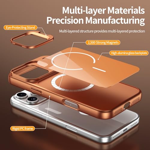 Étui de protection rigide iPhone 12 Pro orange en placage de verre avec support objectif - 2