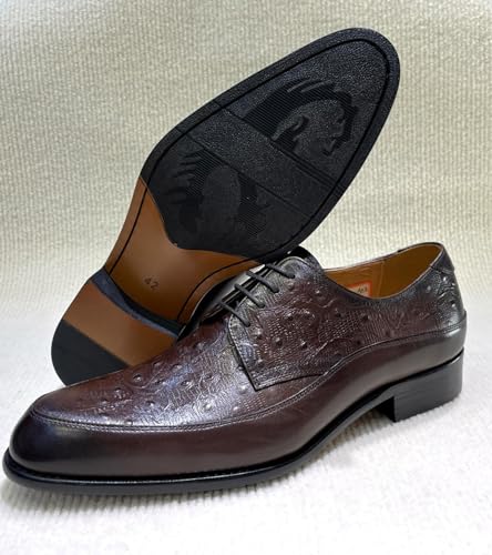 Santimon Men's Genuine Leather Oxfords Dress Shoes, Luxury Alligator Embossed Lace-up Formal Shoes for Casual Business, Prom Weddings4