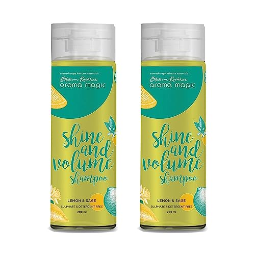 Image of Aroma Magic Shine & Volume Shampoo | Antifungal, Oil-Balancing, Boosts Shine & Texture | with Lemon & Sage Essential Oils | Vitamin A, C & D | All Hair Type | 200ml (Pack of 2)