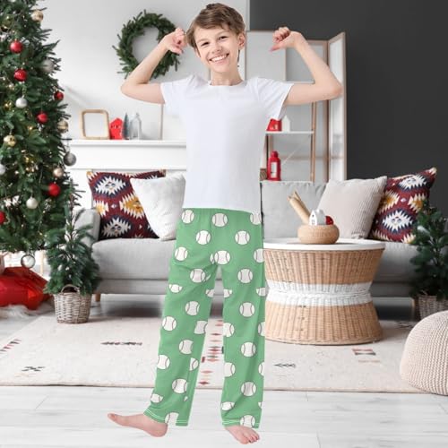 Boy's Pants Cute Baseball Jogger Pants Elastic Waist Long Bottoms Trousers with Pockets 6-14 Years2