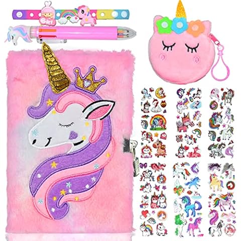 PESLNG Diario Secreto Niña con Candado y Accesorios de Unicornios Cover