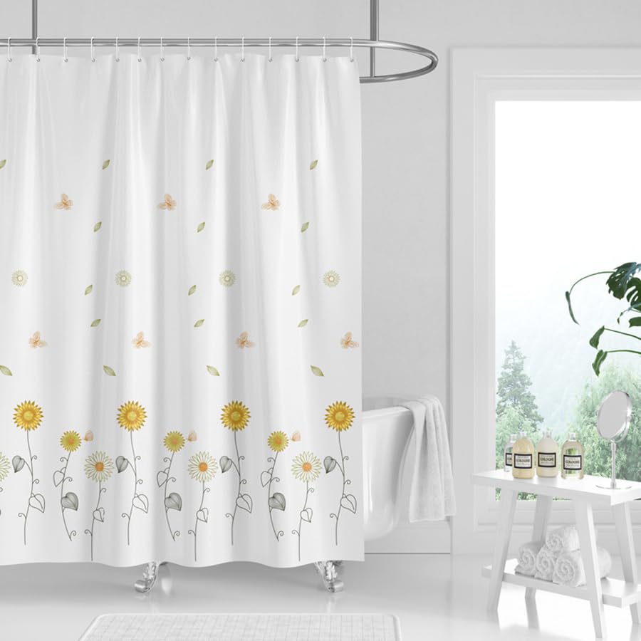 Tennove Shower Curtain 240x200cm Drop Mildew Resistant Waterproof Polyester Bathroom Shower Curtain Liner Long Washable Decorative Bath Curtain with Hooks