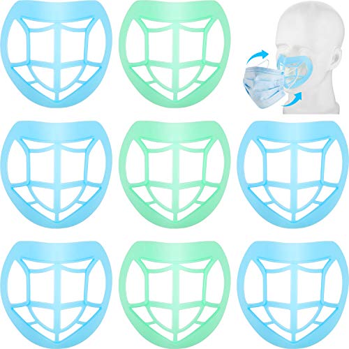 20 Pieces Nose Pads Lipstick Protection Bracket Internal Protective Support Bracket 3D Face Nose Mouth Bracket to Increase Breathing Space Help Breathe Smoothly (Blue, Green)