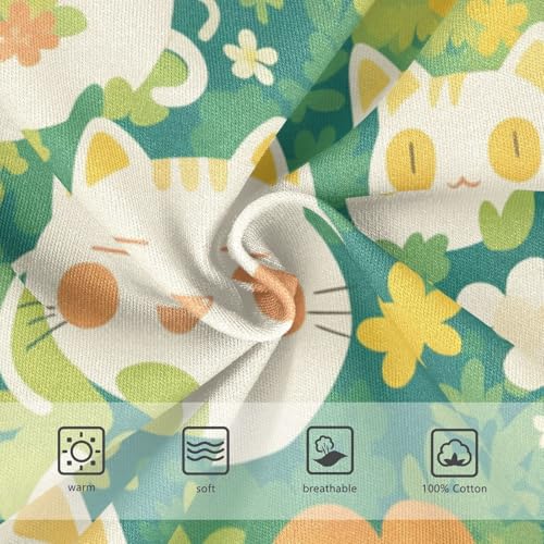 KLL Cartoon Cat Bunny and Flower Green Boys Toddler Cotton Athletic Underwear Breathable Children Panties3