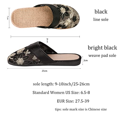Women Embroidered Slippers Closed Toe Indoor Slipper Ladies Vintage Floral Sandals Mesh Flat Shoes Portable Non-slip Slides4