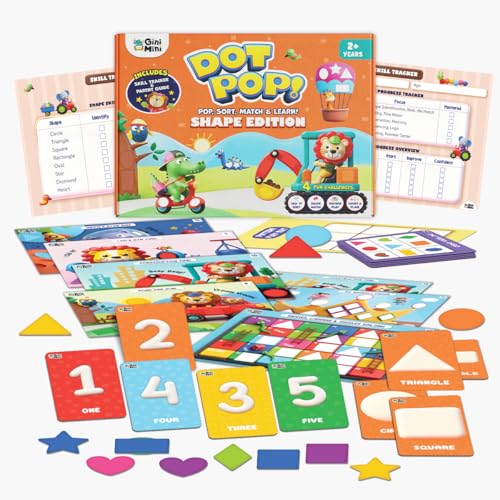 Image of GiniMini Toddler Learning Combo - DOT POP Colour & Counting + DOT POP Shapes + Peek-A-Pic | Educational Toys for Kids 2+ | Sorting Matching Memory & Observation Games | Preschool Learning Activity Kit