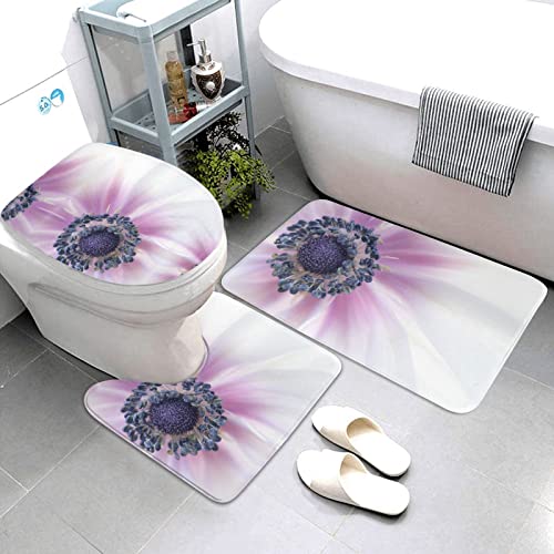 Teppichmatten mit Blumenblüten-Druck, Badematte, Badezimmerteppich, 3-teilig, + Konturteppich, Toilettendeckelbezug – Bild 4