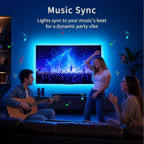 Image of LED Lights for TV, 9.8ft RGB TV Backlight for 32-43 inch TVs, TV LED Backlight with Music Sync Color Changing, Smart APP and Button Control Strip Lights USB Powered for Bedroom, Gaming, Kitchen
