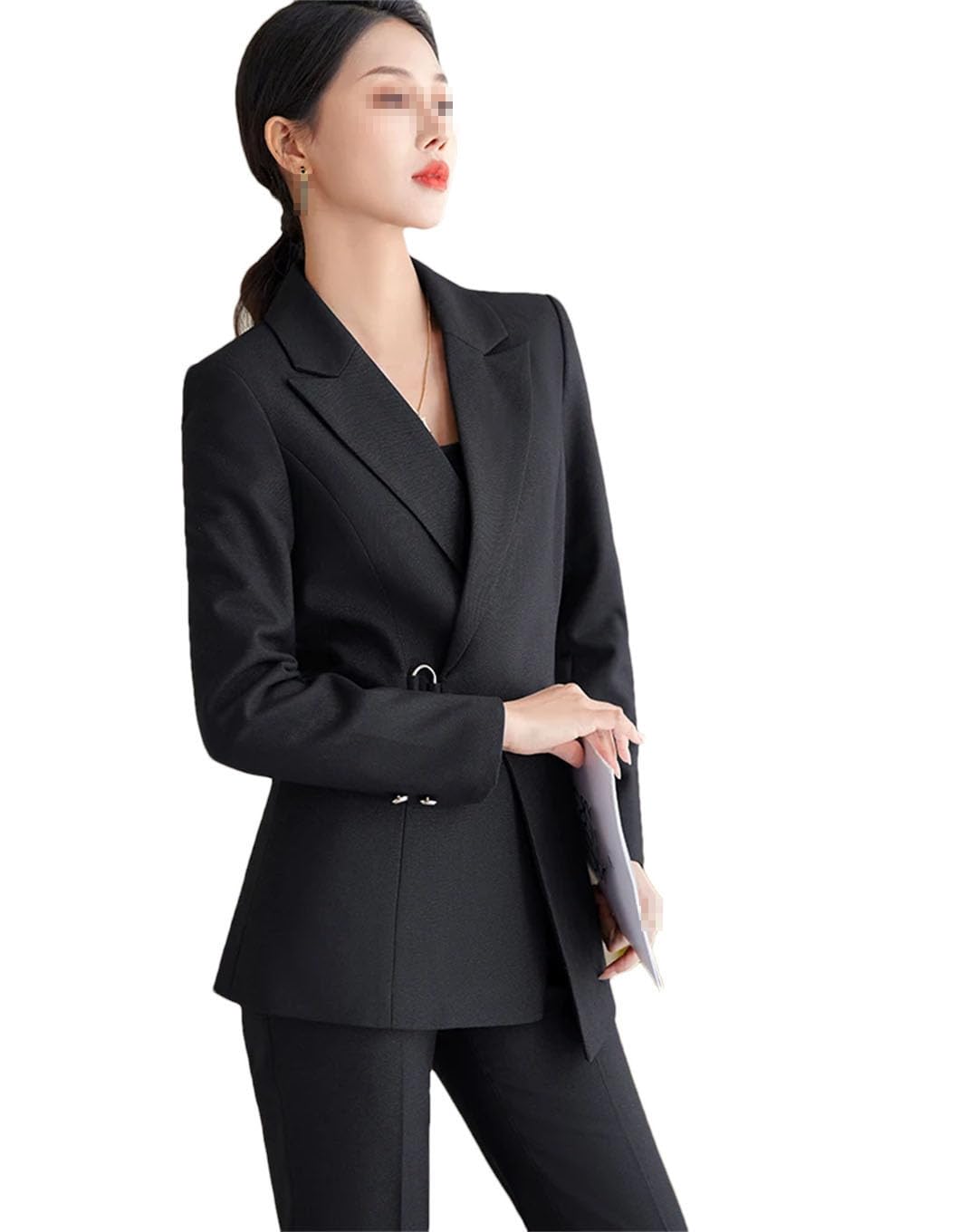 Nero Signore Formale Pantaloni Tuta Donna Giacca Pantaloni Femminile Business Abbigliamento Da Lavoro 2 Pezzi Blazer Set per Autunno