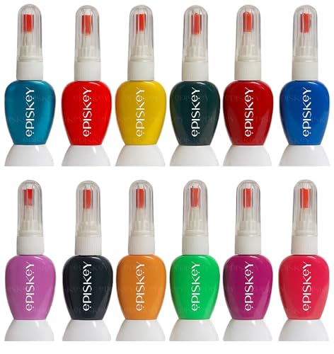 Episkey Matte Finish Nail Art Design Dotting Painting Drawing UV Polish Brush Pen Tools Set Kit Set Of 12 Colour (NA_12), 12 Ml