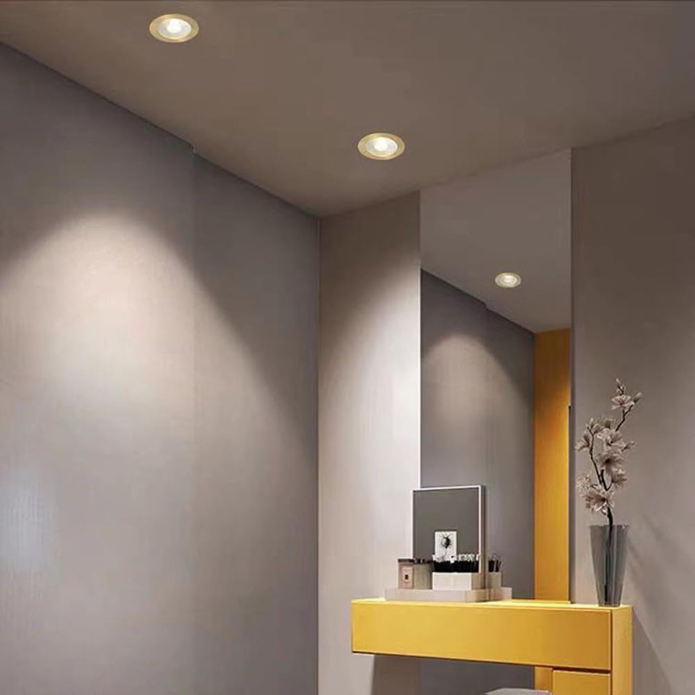 XBTGS Riflettore di luce da incasso ultra sottile rotondo in ottone, lampade LED da incasso, luce diurna, luce da soffitto ad incasso tipo occhio di bue, 80 mm, 80 mm, 80 mm
