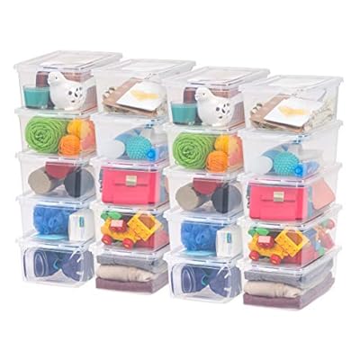 IRIS USA 20-Pack Storage Bins with Lids, 6 Quart, Shoe Boxes Clear Stackable Containers Organize Shoes Closet Shelves, Classroom Organization Teacher Tools, Game Storage - BPA-Free Plastic