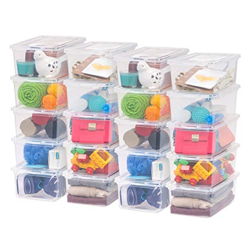 IRIS USA 20-Pack Storage Bins with Lids, 6 Quart, Shoe Boxes Clear Stackable Containers Organize Shoes Closet Shelves, Classroom Organization Teacher Tools, Game Storage – BPA-Free Plastic