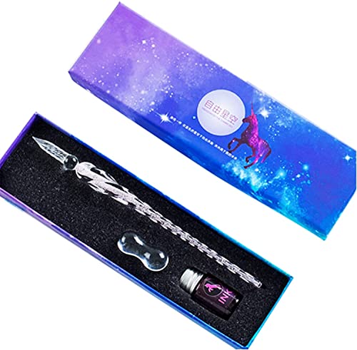 ガラスペンサインペン ペン インク セット、 ガラスペン 万年筆 、 手紙 便箋 ライティング 、イラスト 、書道、署名、装飾用 文房具 星空 レインボーク 贈り物 A1