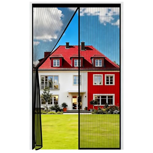Auxmir Moustiquaire Porte Fênetre Magnétique 120x220cm, Rideau Anti Mouches Aimantée Maille Ultra Fine, Moustiquaire Baie Vitree Coulissante Sans Perçage...