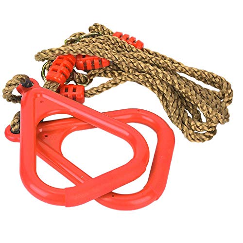 Anillos de gimnasia de plástico, un par de columpios ajustables para niños Gimnasio Gimnasio Ejercicio Deportes Anillo colgante con cuerda(rojo)