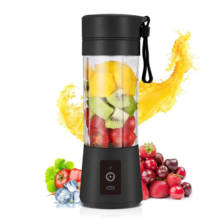 Batidora Portatil, Batidora de Vaso, Licuadora para Zumos y Batidos, Batidora de Vaso Portatil, Licuadora, Smoothie Blender, 6 cuchillas de acero inoxidable 380 ml, mini batidora, Recargable USB