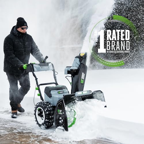 Image of EGO Power+ 28 inch Electric Snow Blower, Cordless Self-Propelled 2-Stage, Includes (2) 56 V 12.0Ah Batteries and Dual Port Charger - SNT2807