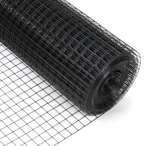Malla Soldada Rejilla con Revestimiento de Vinilo Negro de Calibre 16 para Valla de Hogar y Jardín y Proyecto de Mejoras (36 x 50 pies)