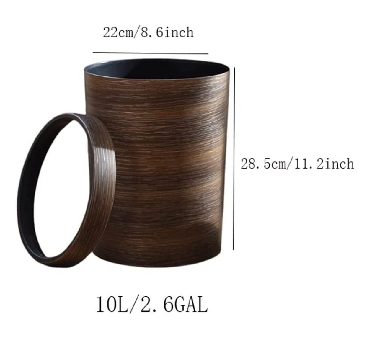 Mülleimer Retro-Pressring-Mülleimer, Kunststoff-Abfallbehälter, Haushalt, Büro, Mimetische Holzmaserung, Schlafzimmer Abfall & Recycling Küche