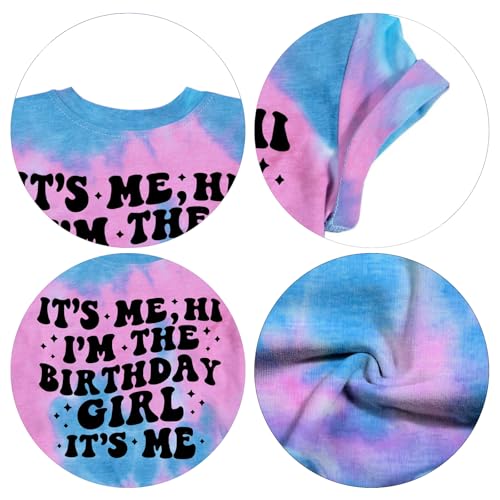 Image of LOTUCY Birthday Girl Outfit for Kids Its Me Hi Im The Birthday Girl Shirt Letter Printed Princess Birthday T-Shirt