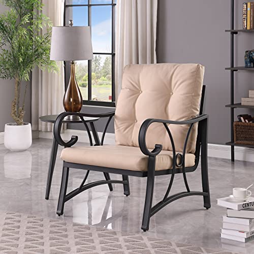 Oulluo Outdoor Patio Bistro Chair, Aluminum Lounge Chair,Conversation Chair For Living Room, Comfy All Weather Single Patio Chair For Fire Pit,Garden, Backyard, Balcony, Beach, Pool – 928Br #TOP7
