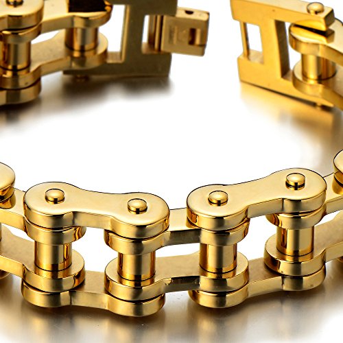 Pulsera de acero inoxidable color dorado para hombre miniatura 3