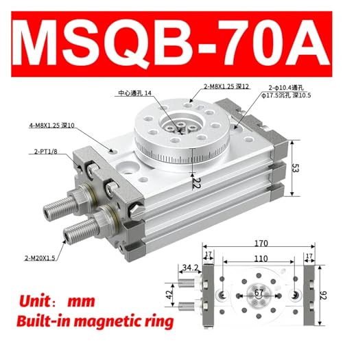 Cylindre pneumatique MSQB de haute précision à rotation mécanique 190°