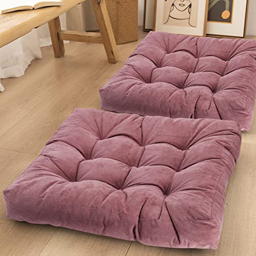 Tiita Indoor/Outdoor Cushions Square Floor Pillows For Sitting On Floor Windows Pads For Patio Furniture Set Of 2, 22X22 Inch, Coral Pink #TOP1